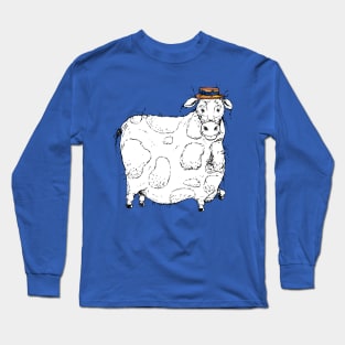 Large Plump Cow with a Precious Barber Shop Hat Long Sleeve T-Shirt